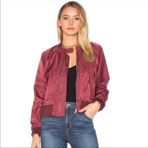 Free People Maroon Bomber Jacket